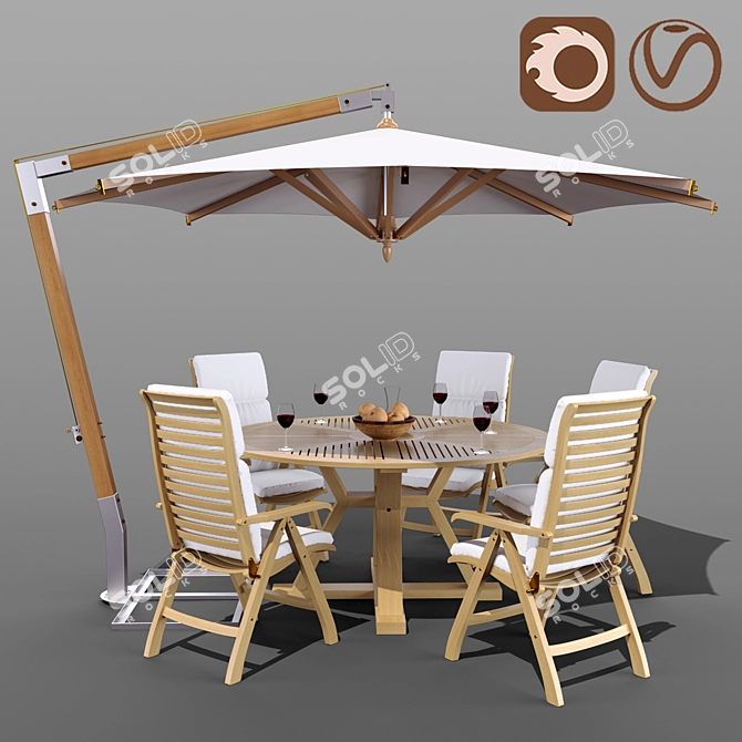 Outdoor Oasis: Brafab Garden Furniture Set with Garden Way Umbrella 3D model image 1