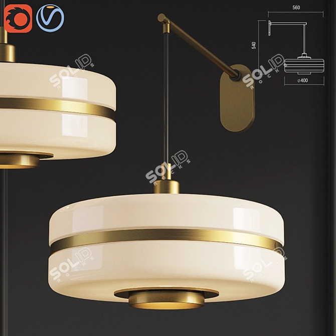 Masina Brass Wall Light: Modern Elegance for Any Space 3D model image 1