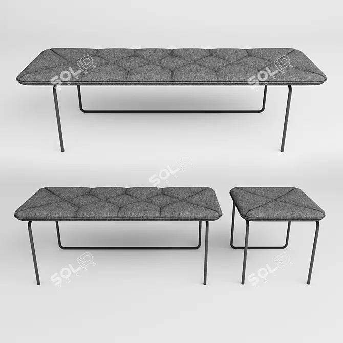Elegant Tip Toe Bench for Narrow Spaces 3D model image 1