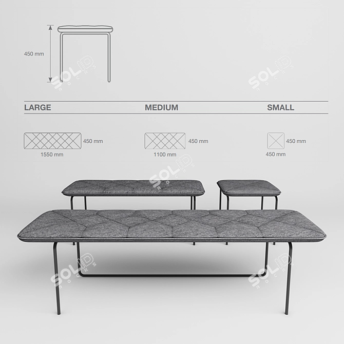 Elegant Tip Toe Bench for Narrow Spaces 3D model image 2