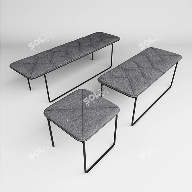 Elegant Tip Toe Bench for Narrow Spaces 3D model image 3