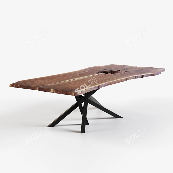 Natural Wood Dining Table 3D model image 1