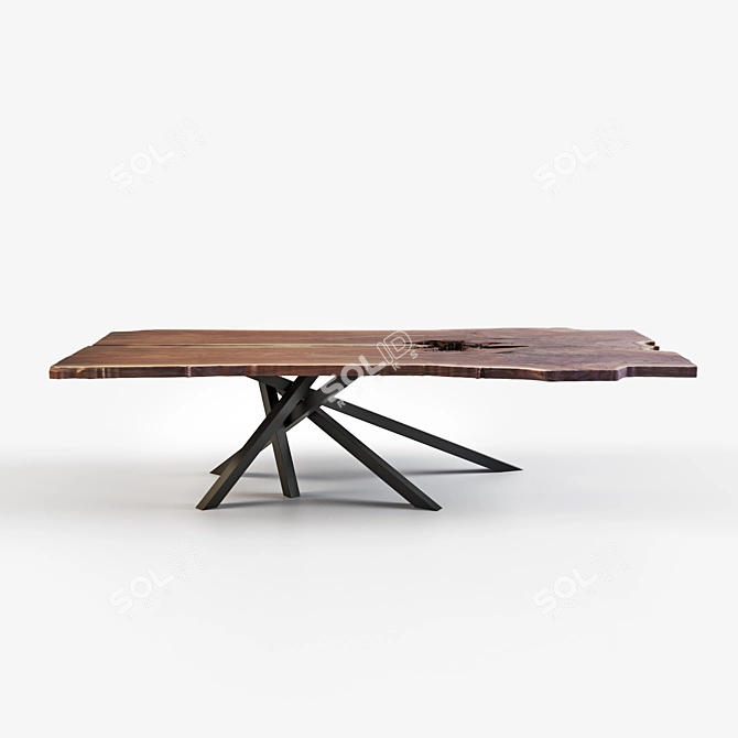 Natural Wood Dining Table 3D model image 2