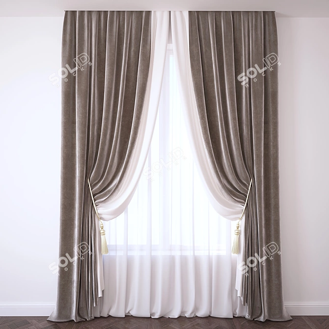 Elegant Lace Curtain 3D model image 1