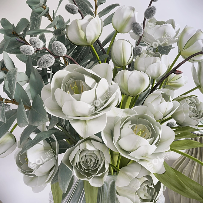 Scandi Blooms: Tulips, Eucalyptus & Willow 3D model image 3