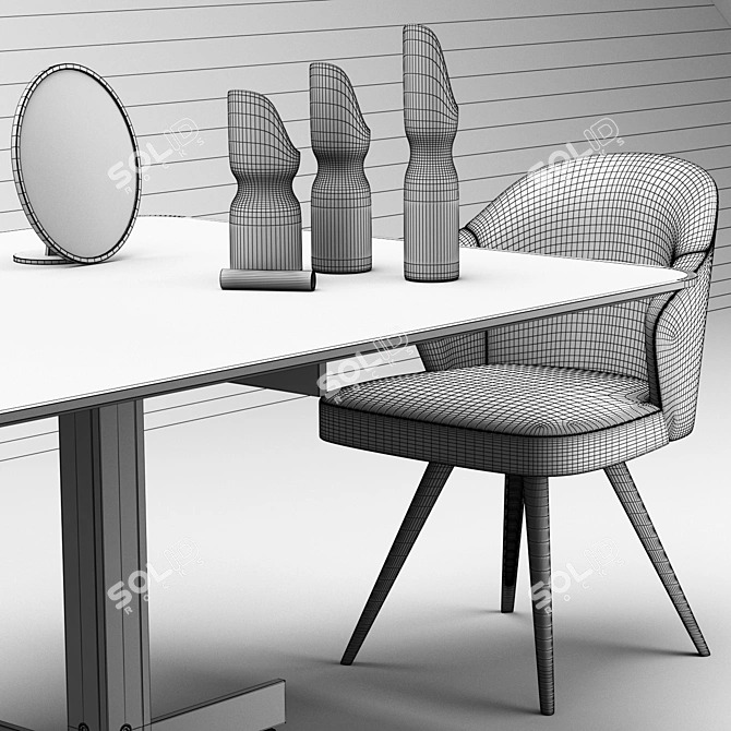 Elegant Minotti Catlin Dining Set 3D model image 2