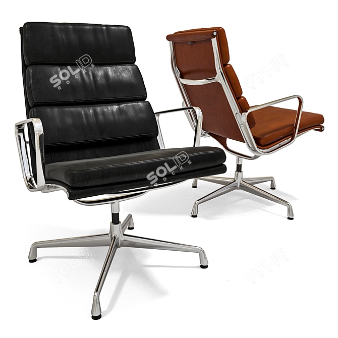 Luxury Leather Soft Pad Chair 3D model image 1