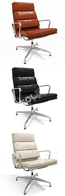 Luxury Leather Soft Pad Chair 3D model image 2