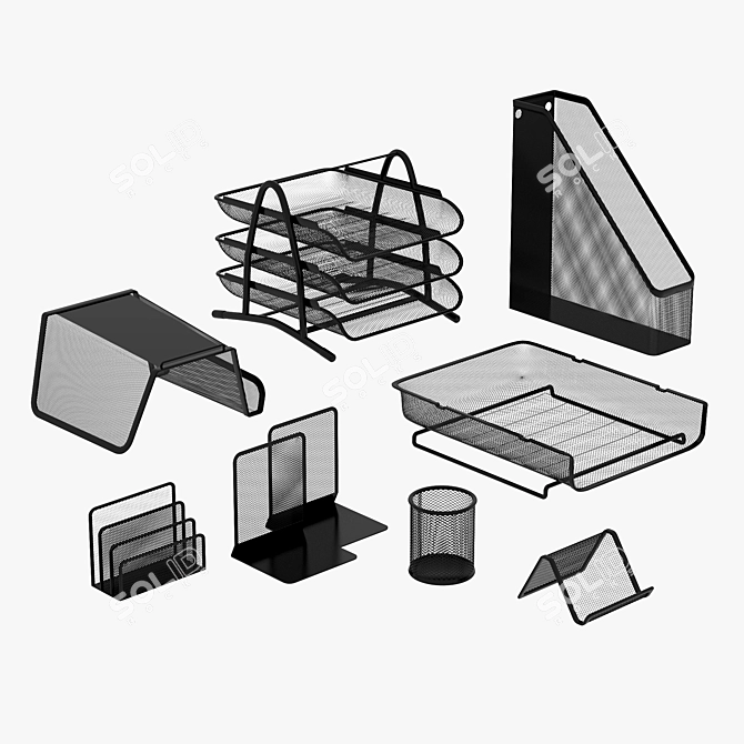 Sleek Stationery Set - Perfect for Office or School 3D model image 1