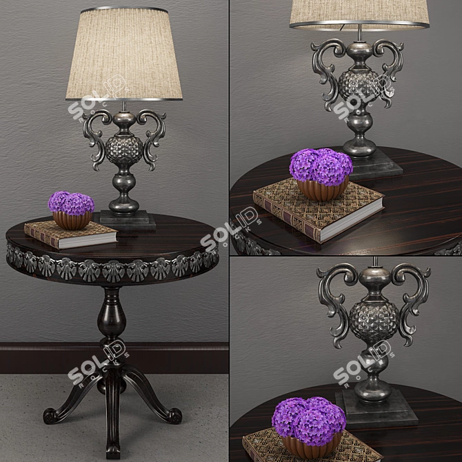 Elegant Decor Set: Lamp, Console, Plant 3D model image 1