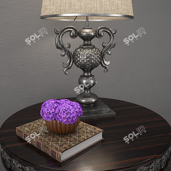 Elegant Decor Set: Lamp, Console, Plant 3D model image 2