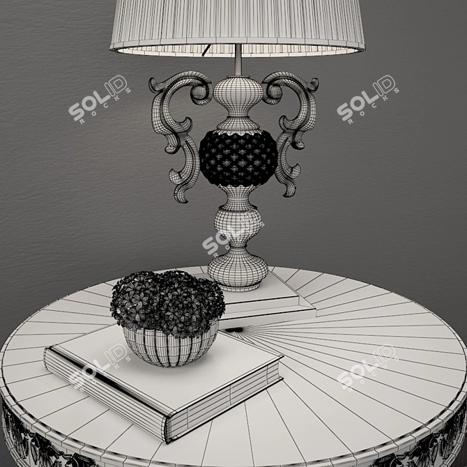 Elegant Decor Set: Lamp, Console, Plant 3D model image 3