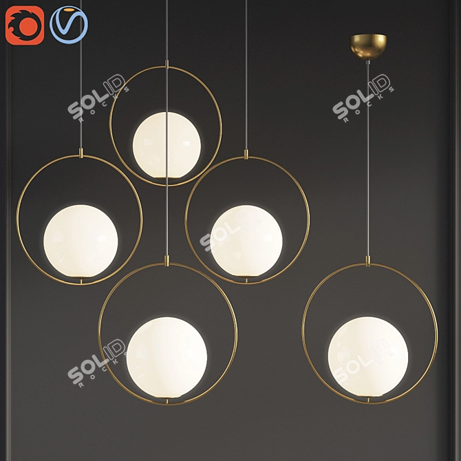 Brass Suspension Pendant Light 3D model image 1