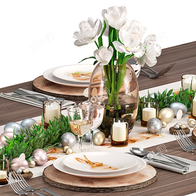 Elegant Easter Tableware: Pasture Bunny Collection 3D model image 4