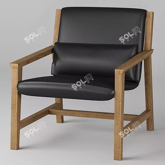 Modern Black Leather Chair 3D model image 1