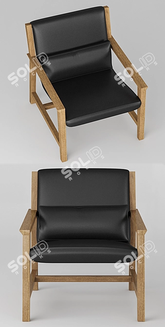 Modern Black Leather Chair 3D model image 2