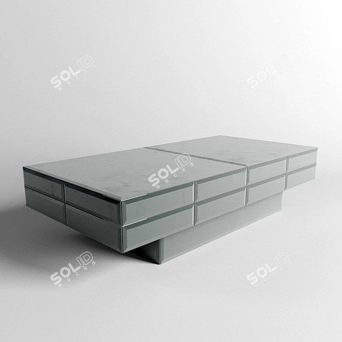 Streamline Glass Low Table 3D model image 1