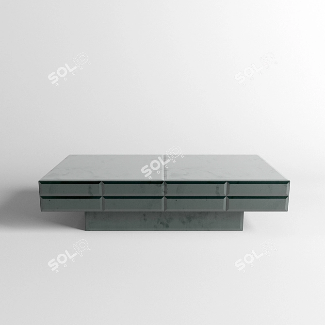 Streamline Glass Low Table 3D model image 2