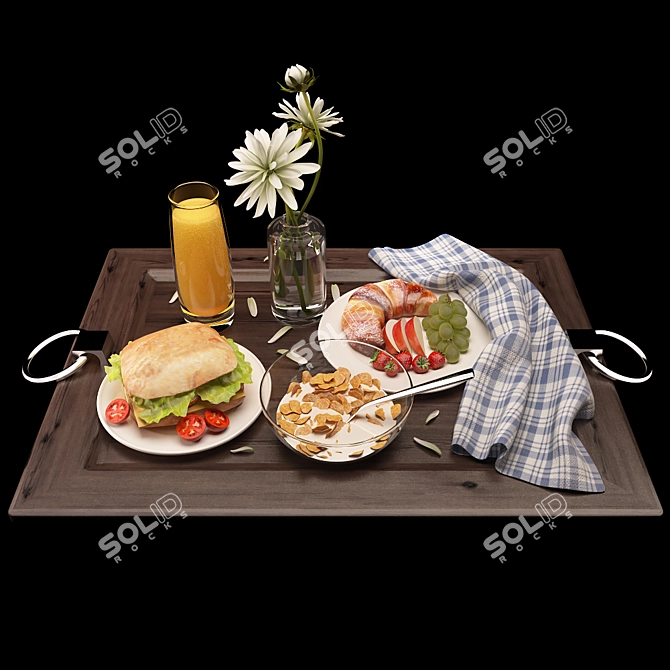 Served Breakfast Tray 3D model image 2