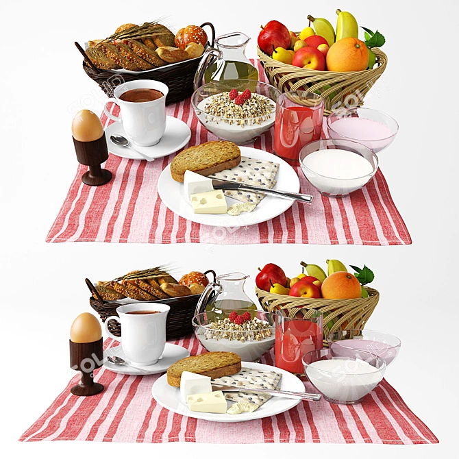 Cozy Morning Bliss: Breakfast in Bed 3D model image 1