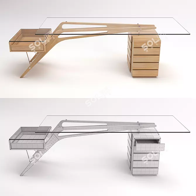 Elegant Zanotta Cavour Writing Desk 3D model image 1