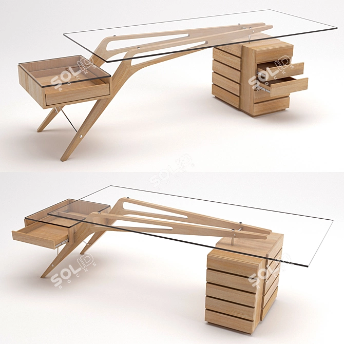 Elegant Zanotta Cavour Writing Desk 3D model image 2