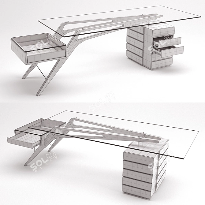Elegant Zanotta Cavour Writing Desk 3D model image 3