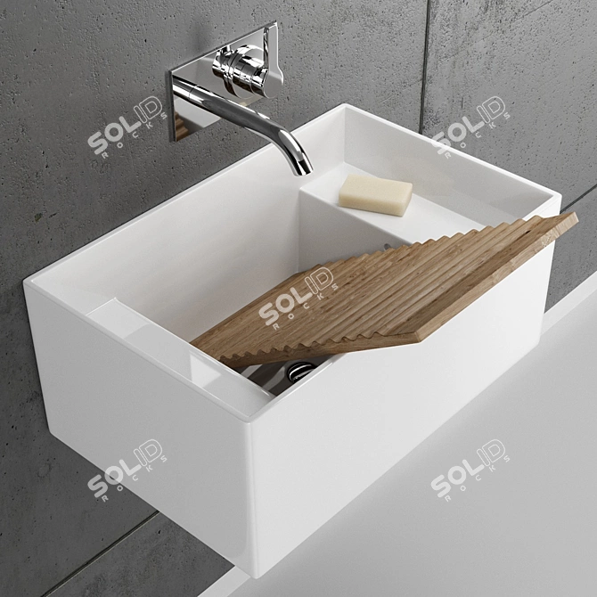 Elegant Utility: Meg11 Ceramic Washbasin 3D model image 1