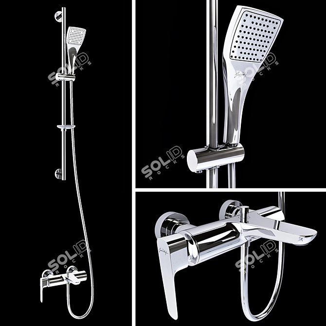 Delafon ALEO+ Bath Mixer Set 3D model image 1