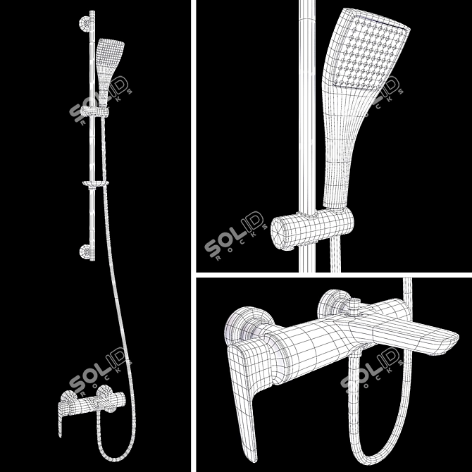 Delafon ALEO+ Bath Mixer Set 3D model image 2
