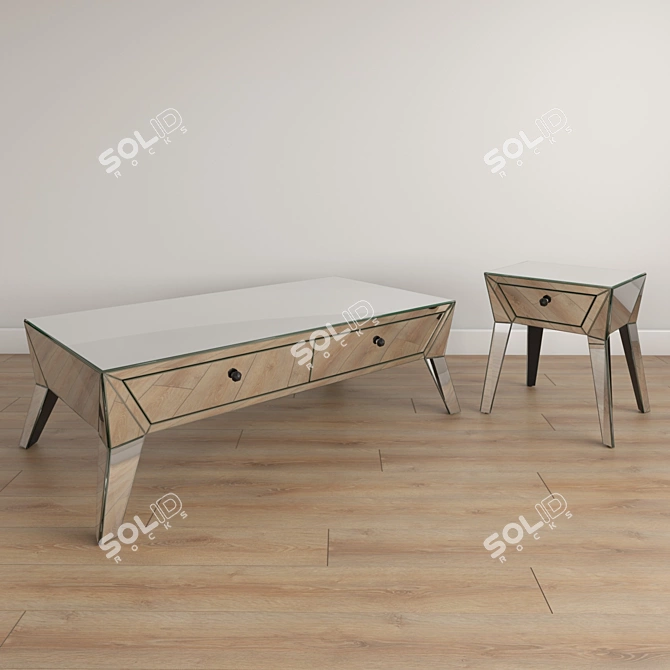 Glam Mirrored Coffee Table: Futuristic Elegance 3D model image 1