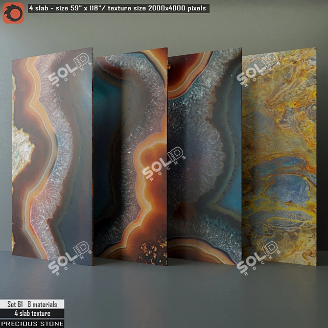 Precious Stone Slab Set 3D model image 1