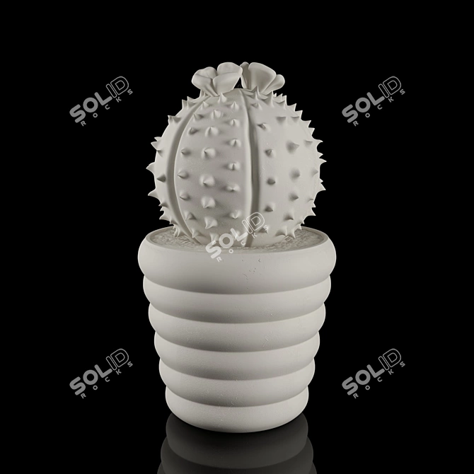 Title: Prickly Melocactus Ceramic Ornament 3D model image 1