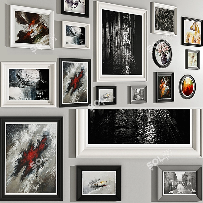 Classic Art Framed Wall Picture Set 3D model image 2