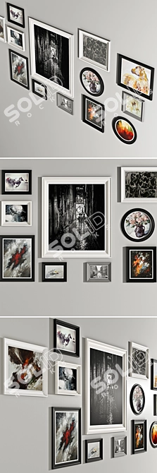 Classic Art Framed Wall Picture Set 3D model image 3