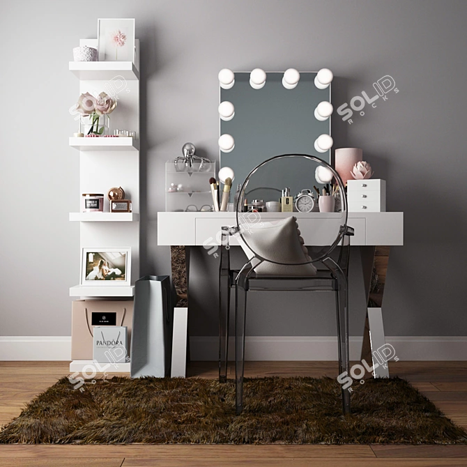 Sleek Vanity Table: High-Resolution Texture, Easy Setup 3D model image 2