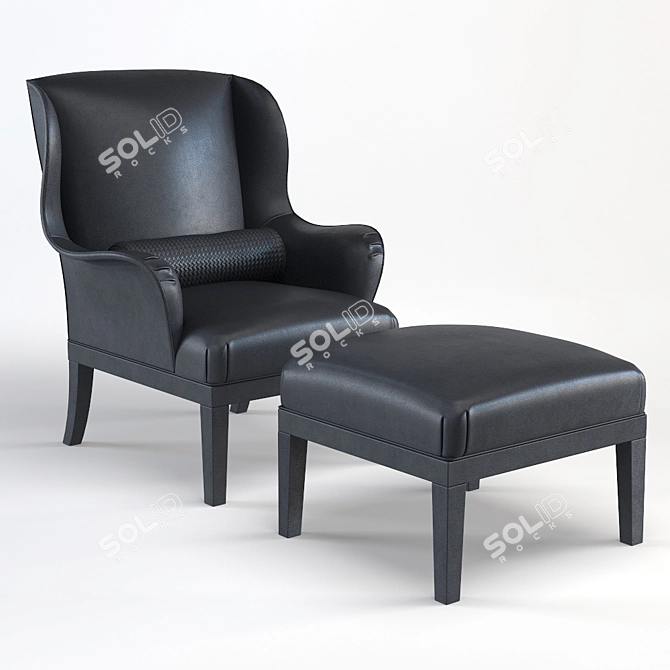 Veneta Stylish Chair & Ottoman 3D model image 2