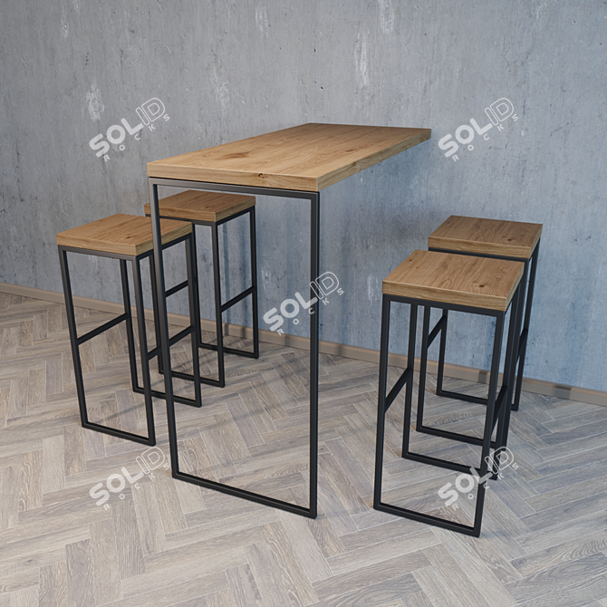 Sleek "Homer" Bar Table & Chair Set 3D model image 1