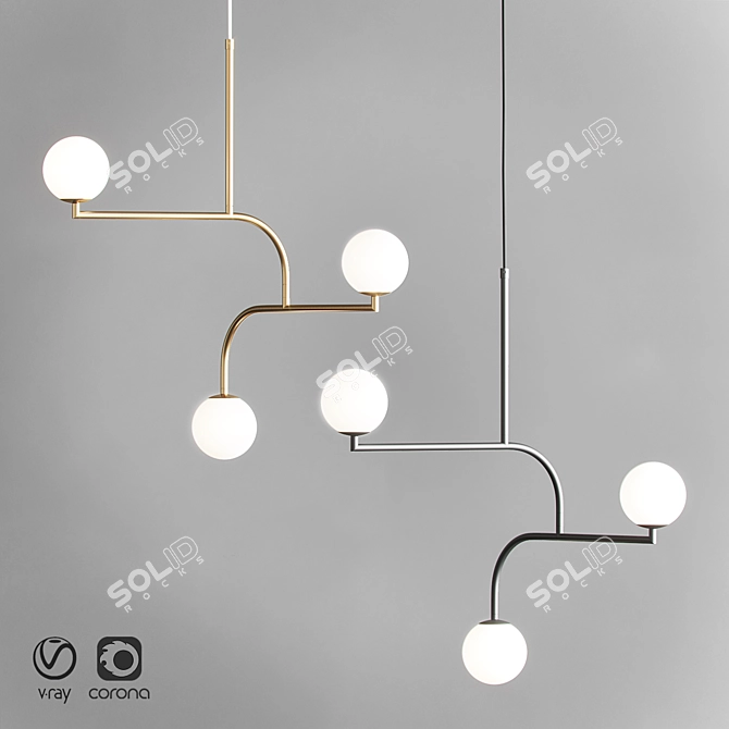 Elegant Pholc Brass Pendant 3D model image 1