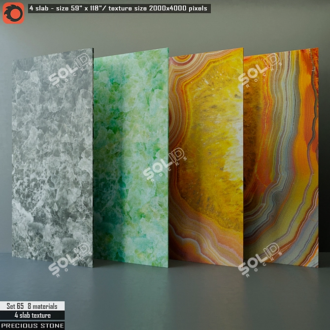 Precious Stone Slab Set 65 - High Resolution Texture 3D model image 1