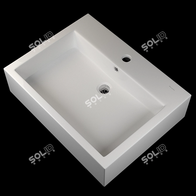 Elegant White Ceramic Wash Basin 3D model image 1