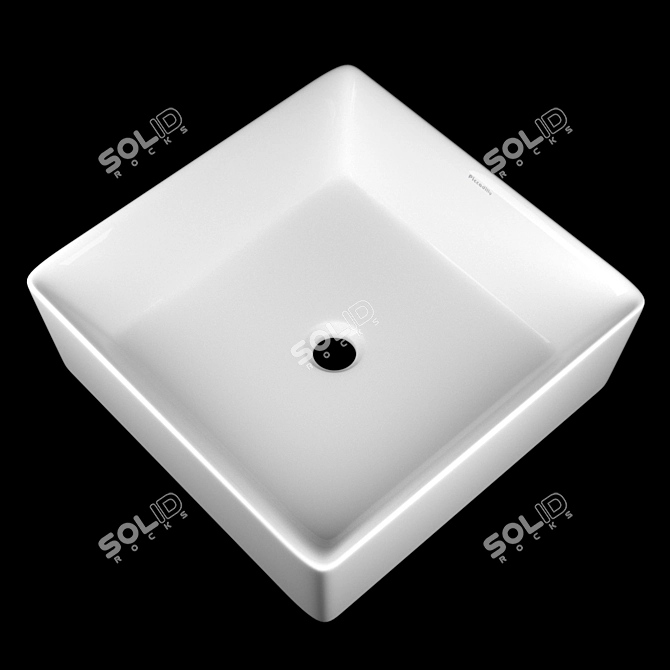 Elegant White Ceramic Wash Basin 3D model image 1