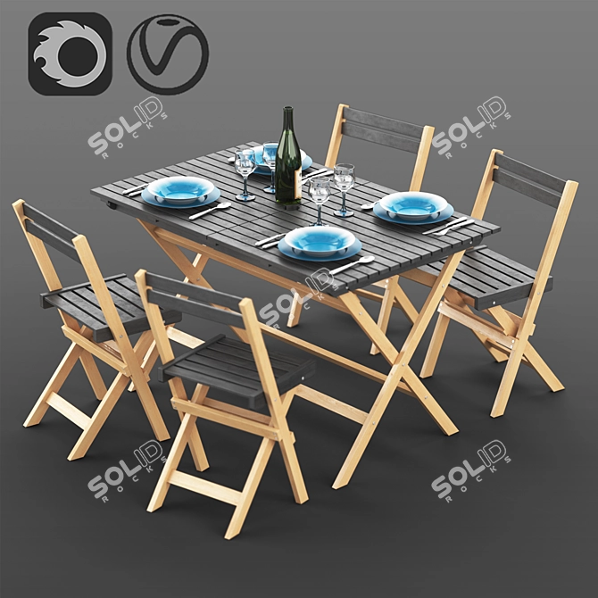 Modern Outdoor Furniture Set 3D model image 1