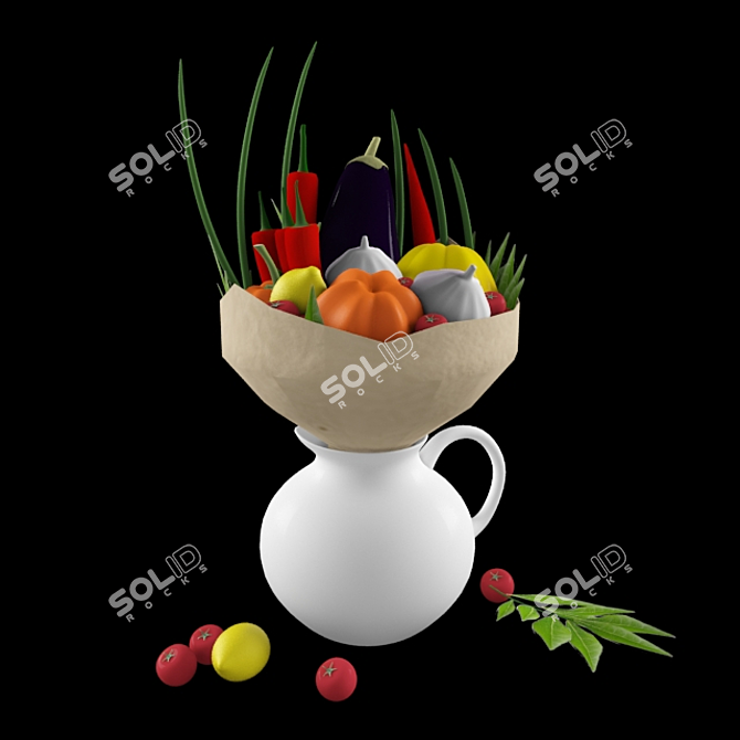 Title: Vibrant Veggie Bouquet 3D model image 1