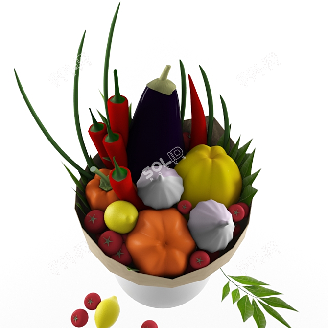 Title: Vibrant Veggie Bouquet 3D model image 3