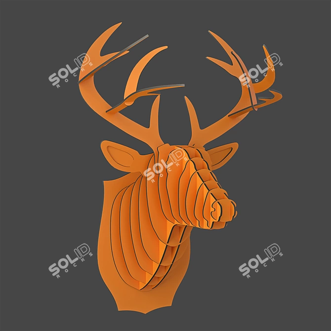 Unique Cardboard Deer Head Sculpture 3D model image 1