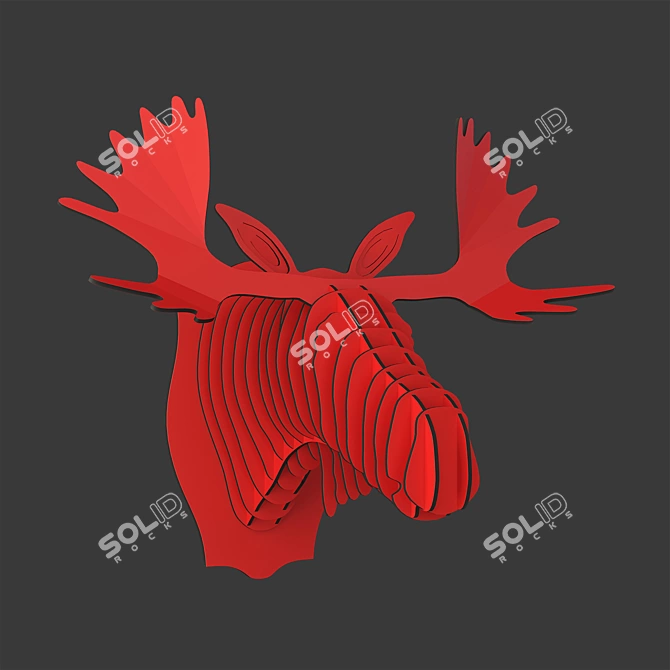 Stylish Fred Cardboard Moose Head 3D model image 1