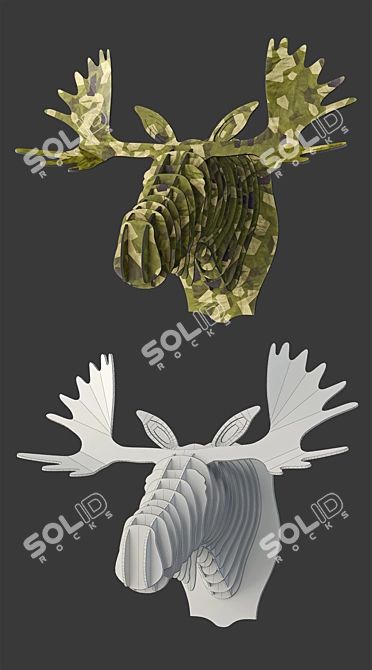 Stylish Fred Cardboard Moose Head 3D model image 3