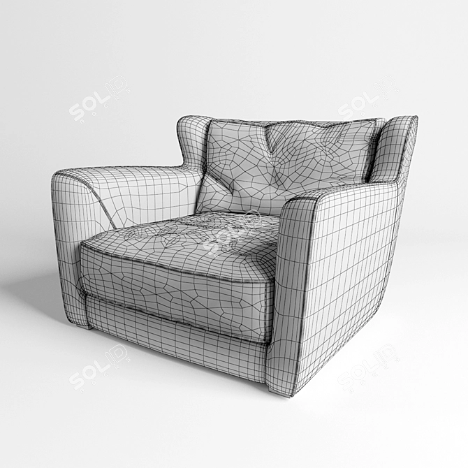Luxury Bergere Lounge Chair 3D model image 3