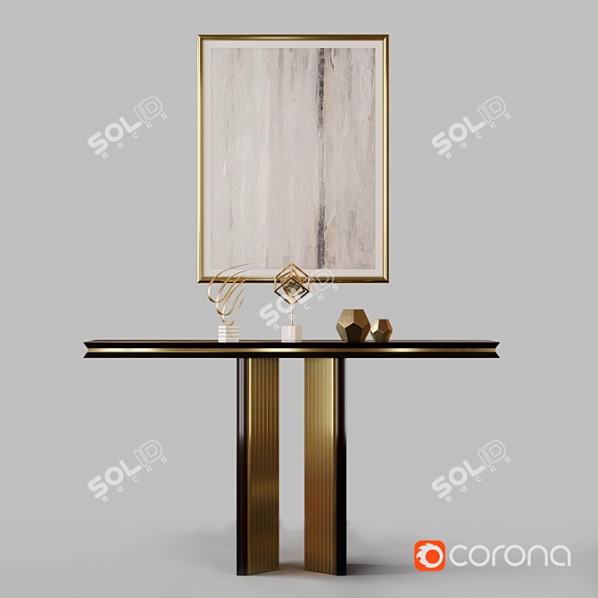LUXXU: Exquisite Brass and Wood Console 3D model image 1
